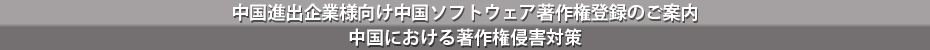 中国進出企業様向け中国ソフトウェア著作権登録のご案内　中国における著作権侵害